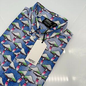 WeSC Unisex Oden Shroomspiracy AOP Short Sleeve Shirt, Size M/L, Electric‎ Blue